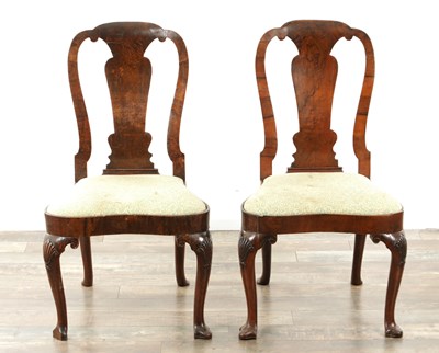 Lot 1619 - A GOOD PAIR OF GEORGE I WALNUT SIDE CHAIRS IN THE MANNER OF GILES GRENDY