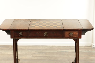 Lot 1682 - A GOOD REGENCY FIGURED ROSEWOOD GAMES TABLE