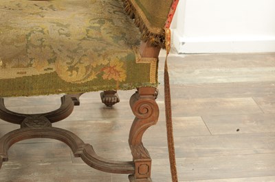 Lot 1612 - A PAIR OF 19TH CENTURY FRENCH WALNUT UPHOLSTERED ARMCHAIRS