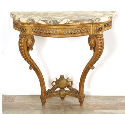 Lot 1591 - A 19TH CENTURY FRENCH SERPENTINE SHAPED PIER TABLE