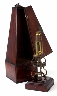 Lot 323 - A LARGE GEORGE III CULPEPPER TYPE MICROSCOPE...