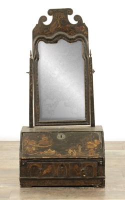 Lot 1678 - A QUEEN ANN CHINOISERIE LACQUERED DRESSING MIRROR