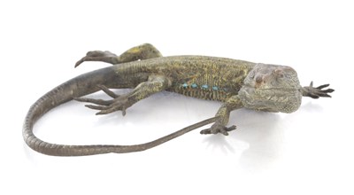 Lot 929 - A LATE 19TH CENTURY FRANZ BERGMANN COLD-PAINTED AUSTRIAN BRONZE SCULPTURE OF A LIZARD