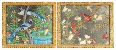 Lot 418 - A PAIR OF 19TH CENTURY CHINESE REVERSE-PAINTED MIRRORED PICTURES