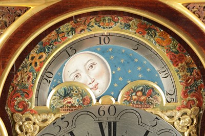 Lot 1369 - VAN OOSTROM, AMSTERDAM. A MID 18TH CENTURY DUTCH ORMOLU MOUNTED MAHOGANY MOON ROLLER VERGE BRACKET CLOCK