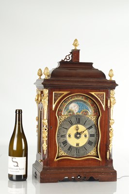 Lot 1369 - VAN OOSTROM, AMSTERDAM. A MID 18TH CENTURY DUTCH ORMOLU MOUNTED MAHOGANY MOON ROLLER VERGE BRACKET CLOCK