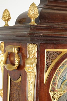 Lot 1369 - VAN OOSTROM, AMSTERDAM. A MID 18TH CENTURY DUTCH ORMOLU MOUNTED MAHOGANY MOON ROLLER VERGE BRACKET CLOCK