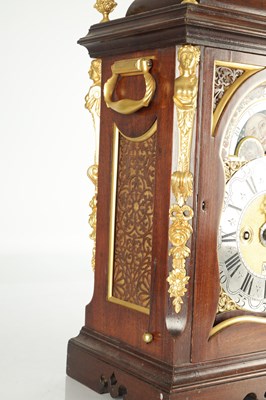 Lot 1369 - VAN OOSTROM, AMSTERDAM. A MID 18TH CENTURY DUTCH ORMOLU MOUNTED MAHOGANY MOON ROLLER VERGE BRACKET CLOCK