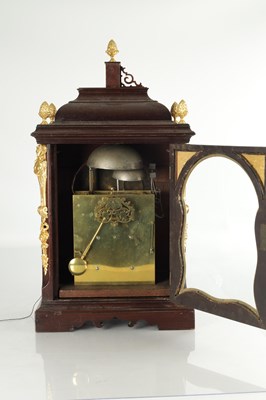 Lot 1369 - VAN OOSTROM, AMSTERDAM. A MID 18TH CENTURY DUTCH ORMOLU MOUNTED MAHOGANY MOON ROLLER VERGE BRACKET CLOCK