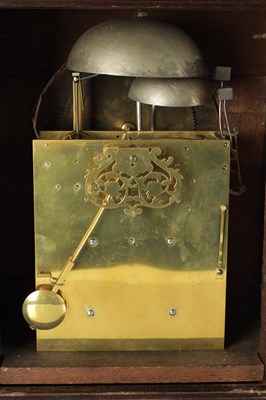 Lot 1369 - VAN OOSTROM, AMSTERDAM. A MID 18TH CENTURY DUTCH ORMOLU MOUNTED MAHOGANY MOON ROLLER VERGE BRACKET CLOCK