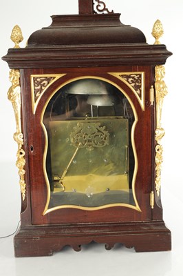 Lot 1369 - VAN OOSTROM, AMSTERDAM. A MID 18TH CENTURY DUTCH ORMOLU MOUNTED MAHOGANY MOON ROLLER VERGE BRACKET CLOCK