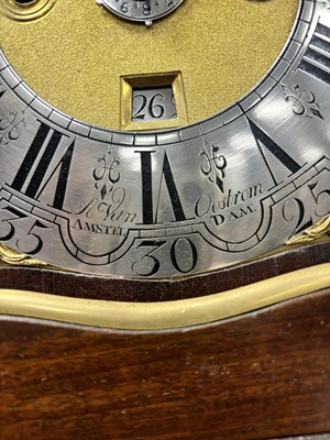 Lot 1369 - VAN OOSTROM, AMSTERDAM. A MID 18TH CENTURY DUTCH ORMOLU MOUNTED MAHOGANY MOON ROLLER VERGE BRACKET CLOCK