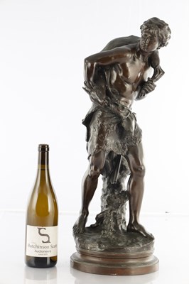 Lot 909 - MATHURIN MOREAU (1822 - 1912). A LATE 19TH CENTURY BRONZE STATUE, "LE CHASSEUR (THE HUNTER)