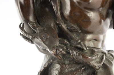 Lot 909 - MATHURIN MOREAU (1822 - 1912). A LATE 19TH CENTURY BRONZE STATUE, "LE CHASSEUR (THE HUNTER)