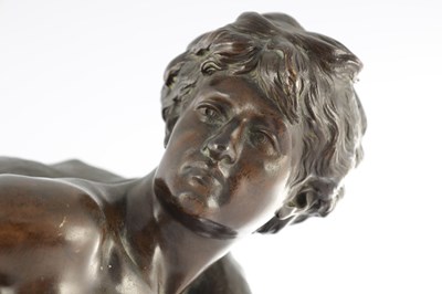 Lot 909 - MATHURIN MOREAU (1822 - 1912). A LATE 19TH CENTURY BRONZE STATUE, "LE CHASSEUR (THE HUNTER)