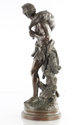 Lot 909 - MATHURIN MOREAU (1822 - 1912). A LATE 19TH CENTURY BRONZE STATUE, "LE CHASSEUR (THE HUNTER)