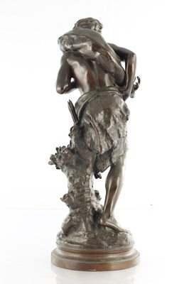 Lot 909 - MATHURIN MOREAU (1822 - 1912). A LATE 19TH CENTURY BRONZE STATUE, "LE CHASSEUR (THE HUNTER)