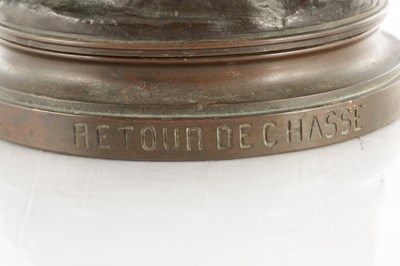 Lot 909 - MATHURIN MOREAU (1822 - 1912). A LATE 19TH CENTURY BRONZE STATUE, "LE CHASSEUR (THE HUNTER)