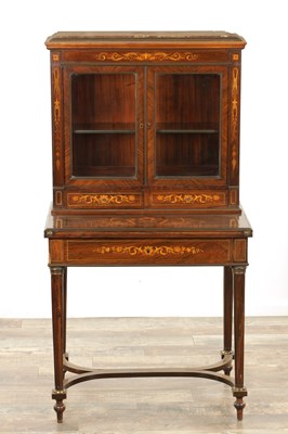 Lot 1616 - A 19TH CENTURY FRENCH INLAID ROSEWOOD SIDE CABINET