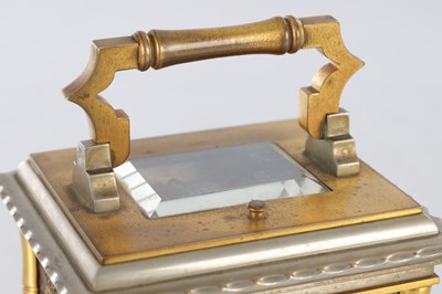 Lot 1551 - A FINE LATE 19TH CENTURY FRENCH REPEATING CARRIAGE CLOCK WITH BRONZE AND GILT HIGHLIGHTED ORIENTALIST PANELS