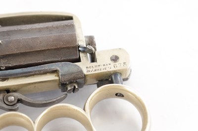Lot 708 - A RARE DOLNE (APACHE) PIN-FIRE SIX SHOT KNUCKLE DUSTER REVOLVER OF SMALL BORE