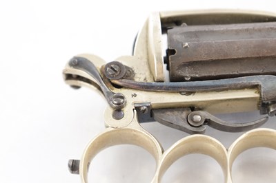 Lot 708 - A RARE DOLNE (APACHE) PIN-FIRE SIX SHOT KNUCKLE DUSTER REVOLVER OF SMALL BORE