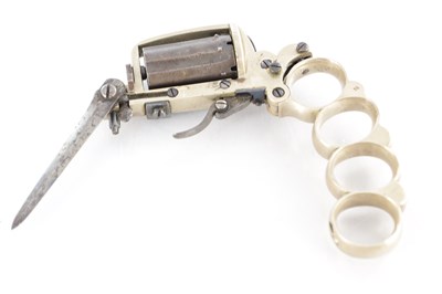 Lot 708 - A RARE DOLNE (APACHE) PIN-FIRE SIX SHOT KNUCKLE DUSTER REVOLVER OF SMALL BORE