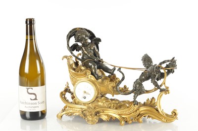 Lot 1576 - A FINE LATE 19TH CENTURY FRENCH BRONZE AND ORMOLU MANTEL CLOCK IN THE MANNER OF FRANCOIS LINKE