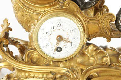 Lot 1576 - A FINE LATE 19TH CENTURY FRENCH BRONZE AND ORMOLU MANTEL CLOCK IN THE MANNER OF FRANCOIS LINKE