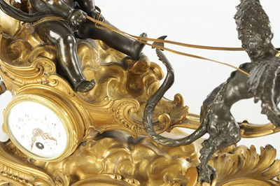 Lot 1576 - A FINE LATE 19TH CENTURY FRENCH BRONZE AND ORMOLU MANTEL CLOCK IN THE MANNER OF FRANCOIS LINKE