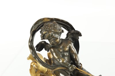 Lot 1576 - A FINE LATE 19TH CENTURY FRENCH BRONZE AND ORMOLU MANTEL CLOCK IN THE MANNER OF FRANCOIS LINKE