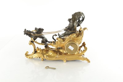 Lot 1576 - A FINE LATE 19TH CENTURY FRENCH BRONZE AND ORMOLU MANTEL CLOCK IN THE MANNER OF FRANCOIS LINKE