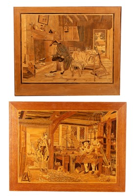 Lot 985 - TWO 19TH CENTURY MARQUETRY INLAID PANELS