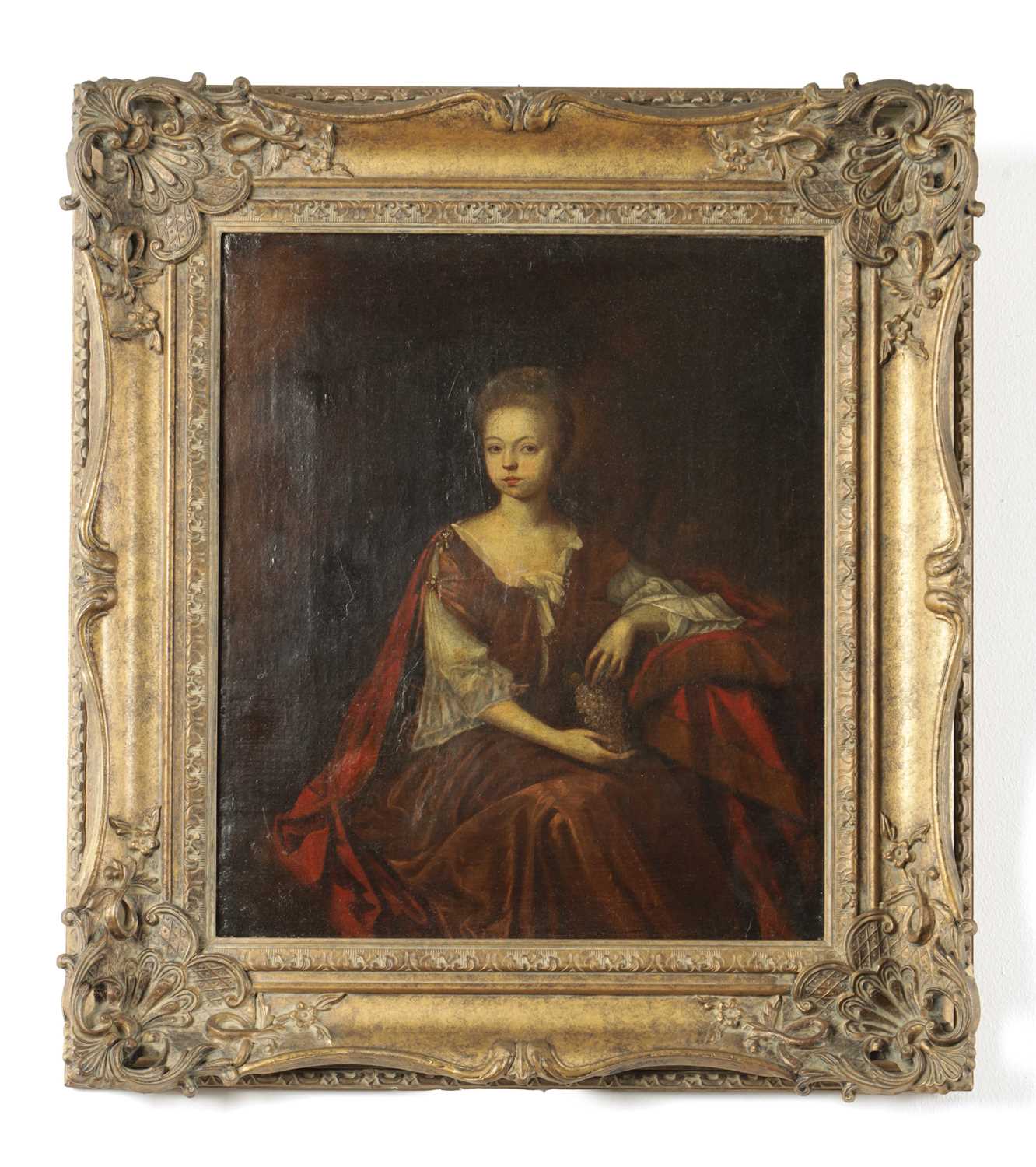 Lot 1110 - AN 18TH CENTURY CONTINENTAL SCHOOL OIL ON CANVAS PORTRAIT OF A LADY