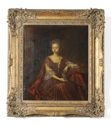 Lot 1110 - AN 18TH CENTURY CONTINENTAL SCHOOL OIL ON CANVAS PORTRAIT OF A LADY
