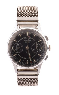 Lot 1313 - A GENTS 1960'S SEKONDA CHRONOGRAPH STAINLESS STEEL WRISTWATCH