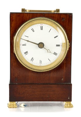 Lot 1412 - A LATE 18TH CENTURY FRENCH MAHOGANY AND ORMOLU TRAVELLING MANTEL CLOCK
