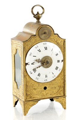 Lot 1536 - ANTON HEINERICH, A TROPPAU. AN 18TH CENTURY GERMAN QUARTER CHIMING TRAVELLING ALARM CLOCK