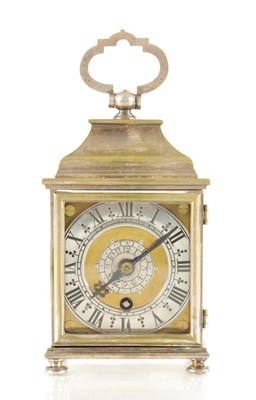 Lot 1436 - W. BENSON, LONDON. A MINIATURE SILVER PLATED TRAVELLING CLOCK