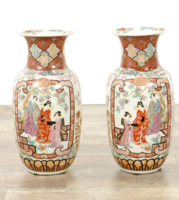 Lot 314 - A LARGE PAIR OF 19TH CENTURY CHINESE FAMILLE ROSE PORCELAIN VASES