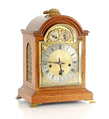 Lot 1397 - A LATE 19TH CENTURY GERMAN EIGHT BELL QUARTER CHIMING BRACKET CLOCK