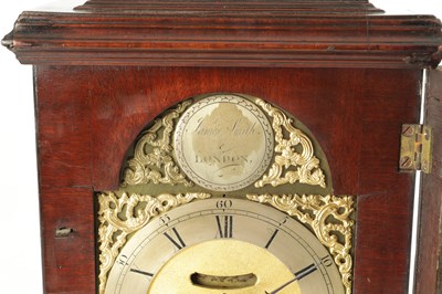 Lot 1344 - JAMES SMITH, LONDON. A SMALL GEORGE III FIGURED MAHOGANY VERGE BRACKET CLOCK