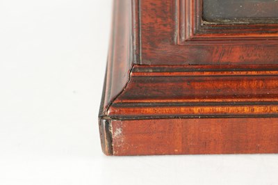 Lot 1344 - JAMES SMITH, LONDON. A SMALL GEORGE III FIGURED MAHOGANY VERGE BRACKET CLOCK