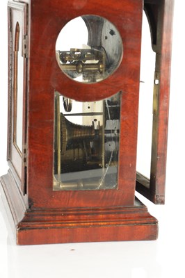 Lot 1344 - JAMES SMITH, LONDON. A SMALL GEORGE III FIGURED MAHOGANY VERGE BRACKET CLOCK