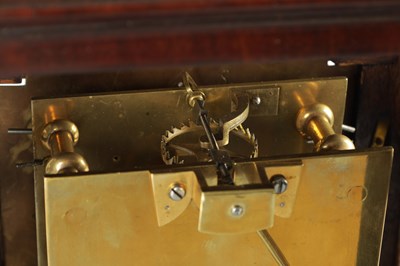 Lot 1344 - JAMES SMITH, LONDON. A SMALL GEORGE III FIGURED MAHOGANY VERGE BRACKET CLOCK