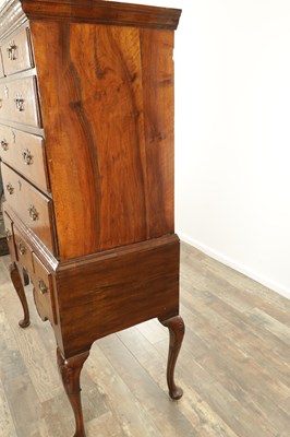 Lot 1690 - A QUEEN ANNE FIGURED WALNUT CHEST OF STAND