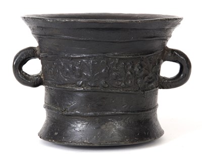 Lot 330 - A 17TH CENTURY ENGLISH BRONZE MORTAR with...