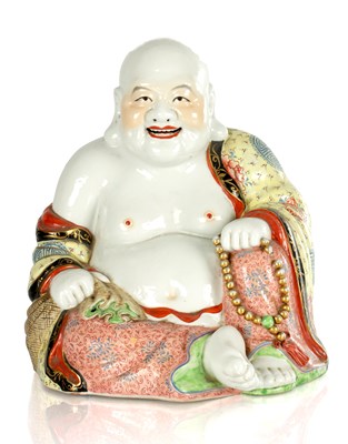 Lot 498 - A CHINESE PORCELAIN SEATED BUDDHA
