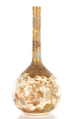 Lot 618 - A FINE JAPANESE MEIJI PERIOD SATSUMA BOTTLE VASE