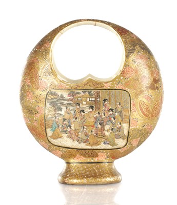 Lot 500 - A JAPANESE MEIJI PERIOD SATSUMA MOON BASKET